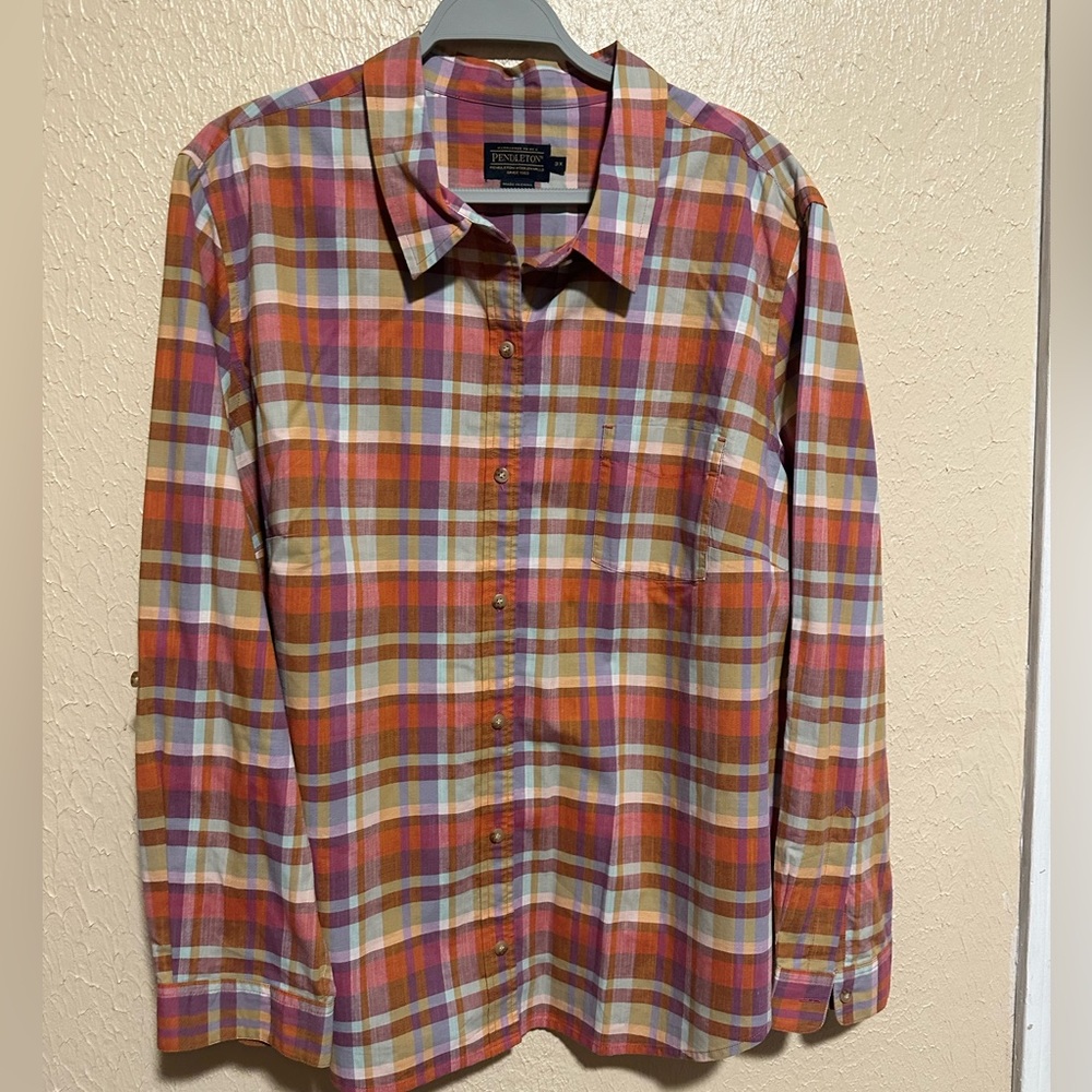 Pendleton Plaid Button Down Top Plus Size 3X‎